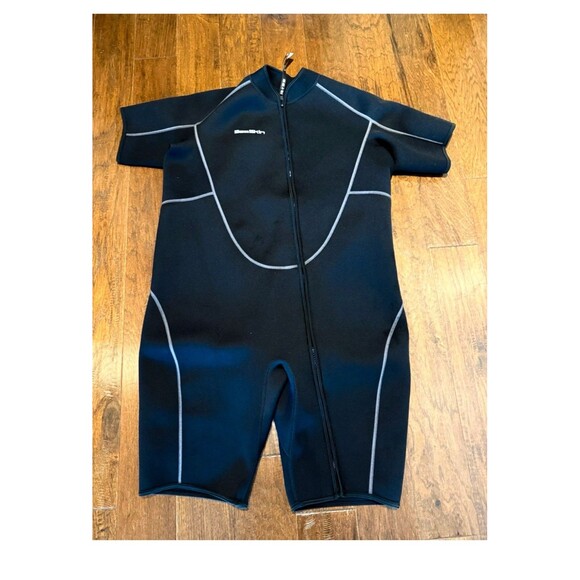 Seaskin Plus Size 3mm Shorty Wetsuit Men 5X-Large 5XL Black Neoprene Wet Suit - Picture 7 of 9